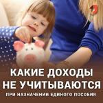 НЕ УЧИТЫВАЮТСЯ при назначении единого пособия